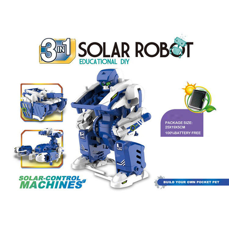 High Quality Customized DIY Assembled Solar Science Education Kits Novelty 3 in 1 Transforming Robot Toys for Kids